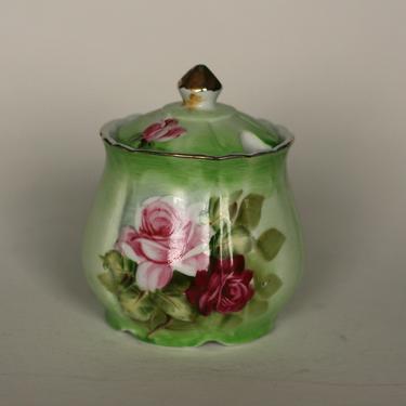vintage hand painted porcelain condiment jar 