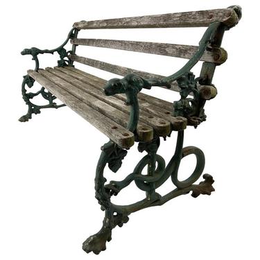 19th Century English Colebrookdale Cast Iron and Wood Garden Bench