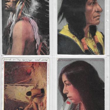 Vintage Postcard Lot of 5 Native American Individual Portraits &amp; Lifestyle Pic 