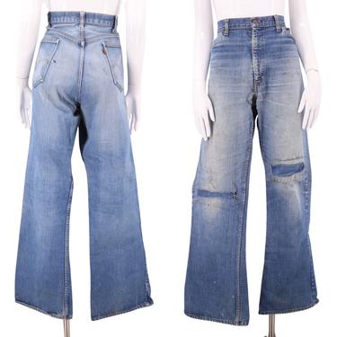 70s LEVIS BIG E 646 Orange Tab worn in bells jeans 37 / vintage 1970s vintage Levis flares bell bottoms 517 pants large 