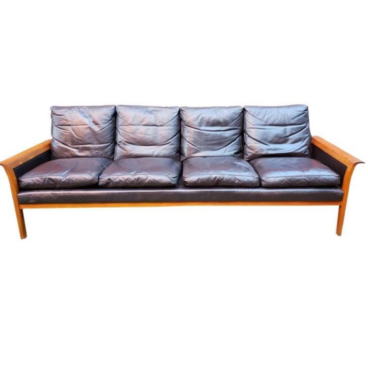 Scandinavian Modern Sofa by Knut Ster for Vatne in Leather