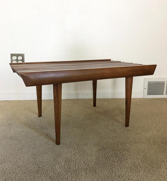 mid century slat bench coffee table side table 
