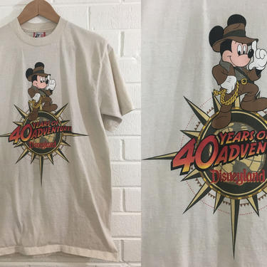 Vintage Disneyland Shit Mickey Mouse Tshirt Walt Disney Clothing Retro Sleeve Crewneck Unisex Medium 1990s 90s 1995 Indiana Jones USA 