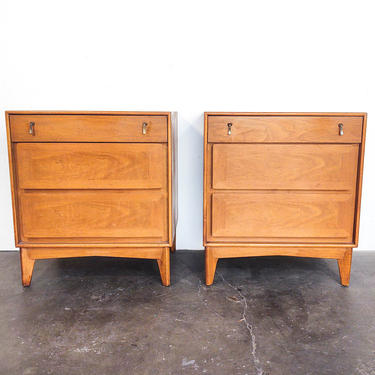 Pair (2) Walnut Nightstands by Red Lion Co. 