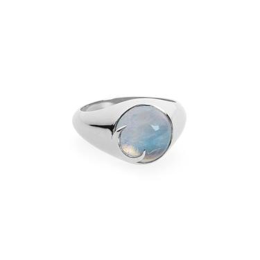 MOONSTONE CRESCENT RING IN SILVER
