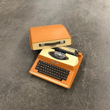 Vintage Typewriter Retro 1960s Royal Litton Apollo 10-GT + Mid Century + MCM Portable Electric Typing Machine + Dark Orange + Carrying Case 