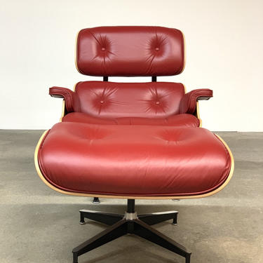 Herman Miller Red Leather 670 Lounge Chair and Ottoman 671 