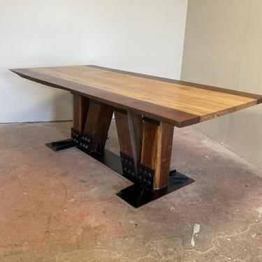 Two Tone Live Edge Dining Table (Reclaimed Top) 