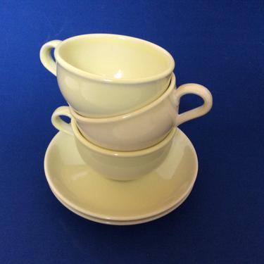 Russell White Iroquois Tea Cups and Saucers in Avocado Yellow Iriquois Casual 