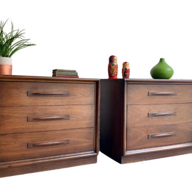 Mid Century MODERN DRESSERS by Broyhill Emphasis, a PAIR 