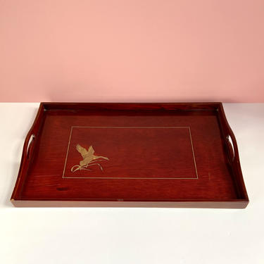 Lacquer Tray with Brass Inlay 