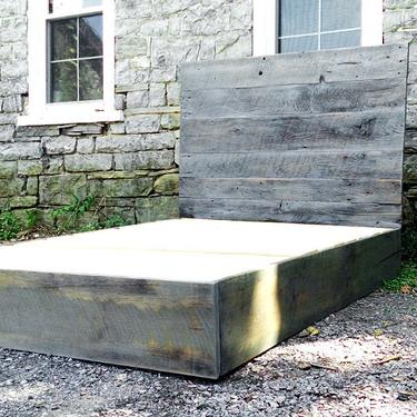 FREE SHIPPING! Modern Platform Bed in Weathered Grey Barn Wood 