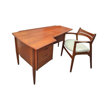 Danish Desk And Chair In Teak 1950s (Signed)