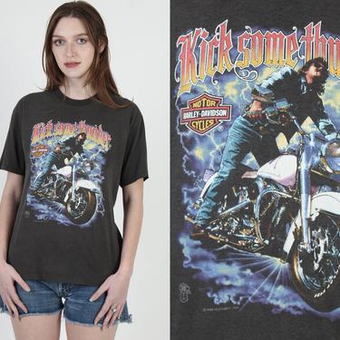 Vintage 1988 Harley Davidson Motorcycle Biker Thunder Double Sided New Jersey Dealer T Shirt L 