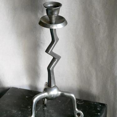 Postmodern Aluminum Zigzag Candle Holder