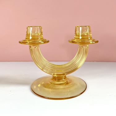 Glass Double Candle Holder 