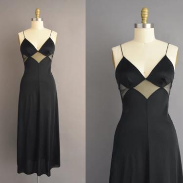 1970s vintage lingerie dress | Outstanding Jet Black Cut-Out Lingerie Dress | Small | 70s lingerie dress 