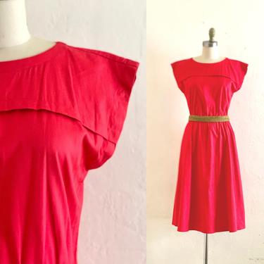 vintage 80's red shirt dress 