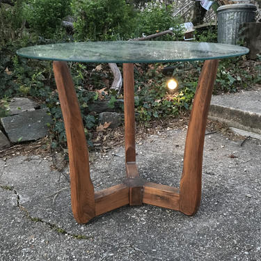Adrian Pearsall Trident Side Table Glass Walnut Vintage Mid-Century Modern Biomorphic 