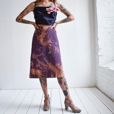Vintage Purple Bleach Splashed Gabardine Skirt 