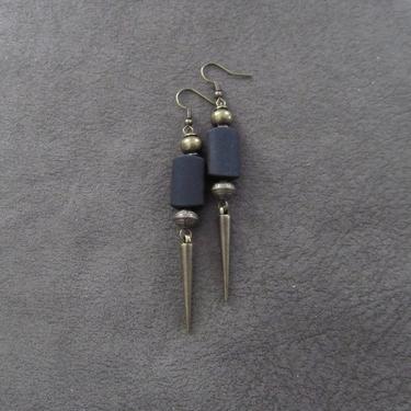 Geometric earrings, black and bronze minimalist earrings, mid century modern earrings, Brutalist earrings, unique Art Deco earrings 5 