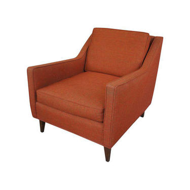 Milo Baughman Style Armchair in Rust Wool 