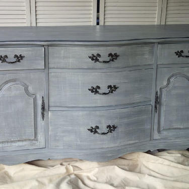 Sideboard French Provincial Bow Front Vintage Buffet Custom PAINT to ORDER Poppy Cottage Painted Furniture 