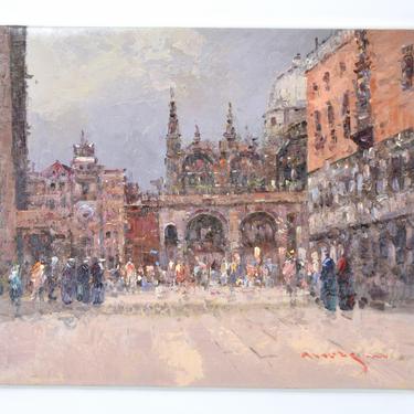 Impressionist Oil Painting Piazza San Marco St. Marks Square Venice Morgan 