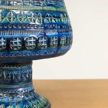 Aldo Londi Bitossi Rimini Blu Ceramic Pedestal Bowl / Compote 