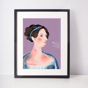 Ada Lovelace Portrait inspiration for girls who code  Wall Art Print for cubicle or office Decor 