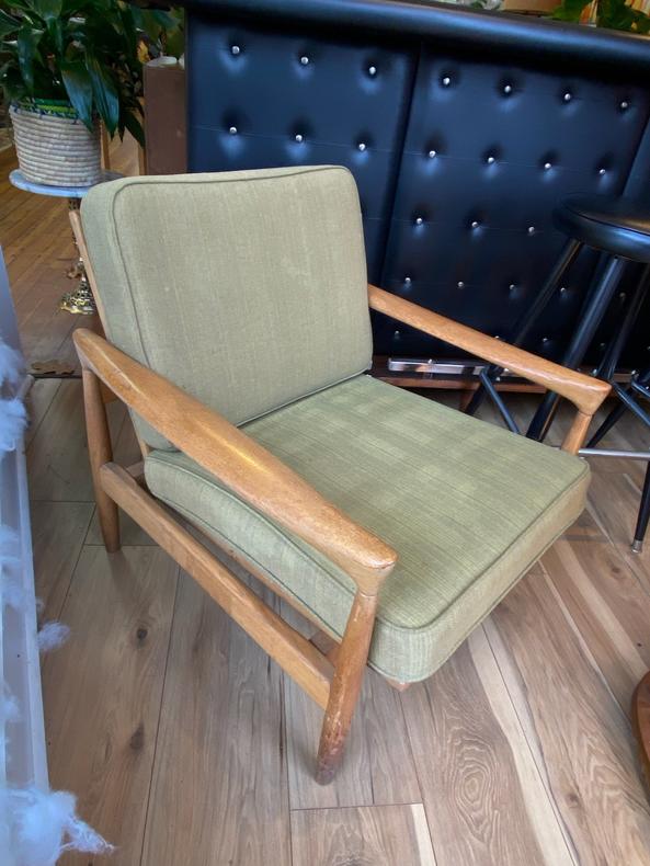 Swedish Lounge Chair with Green Spring Cushions