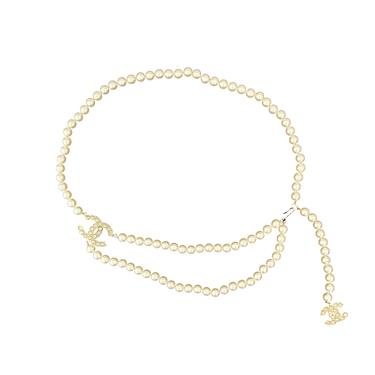 Chanel Gold Pearl Logo Belt