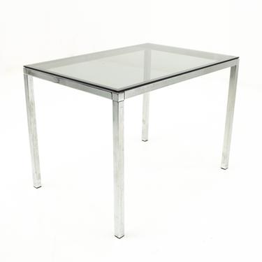 Milo Baughman Style Mid Century Smoked Glass Side Table - mcm 