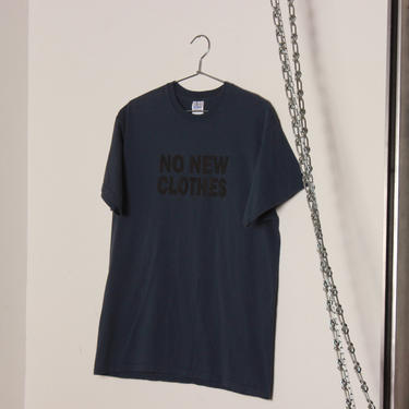 No New Clothes Tee in Navy Blue / Zero Waste Reworked Clothing / Large 