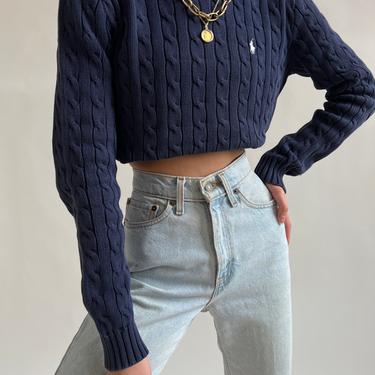 Vintage Navy Polo Ralph Lauren Cable Knit Sweater