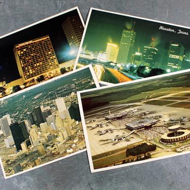 Houston, Texas Postcards - Set of 4 Vintage Houston Scenes circa 1960s/1970s - Houston Airport, Houston Skyline |  FREE SHIPPING 