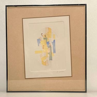 Midcentury Abstract etching by G. Zuñiga 