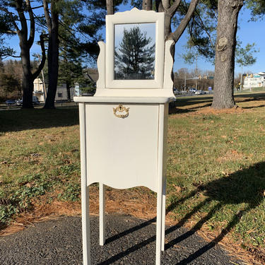 NEW - Reserved For Nancy - Antique White Commode - Vintage Drop Down Cabinet 