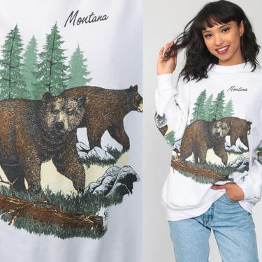 Montana Bear Sweatshirt -- Animal Shirt 90s Sweatshirt Graphic Sweatshirt Vintage Tree Forest Retro 80s Wildlife Shirt Extra Large xl l 