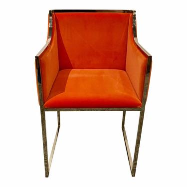 Contemporary Orange Velvet Occasional Chair