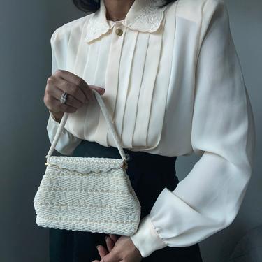 vintage faix pearl ornate hand beaded heavily embellished decadently detailed  petite handbag 
