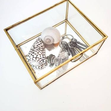 Vintage Brass Glass Trinket Display Box 