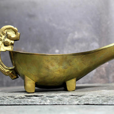 Vintage Asian Sauce Boat - Small Brass Sauce Boat - Japanese Tableware  |FREE SHIPPING 