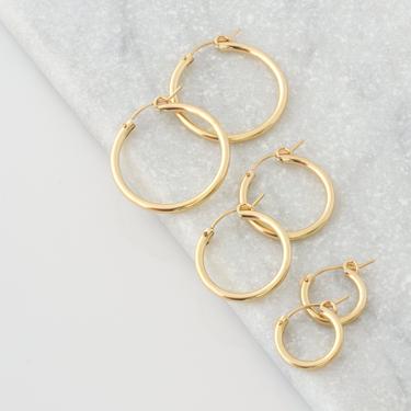 Thick Hoop Earrings, 14K Gold Filled Hoops, Classic Hoop Earrings, Gold Hoop Earrings, Everyday Hoop Earrings, Gifts For Her 