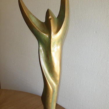 Vintage Original Art Deco Solid Brass Sculpture Statue Signed Toth 1976 1/17 