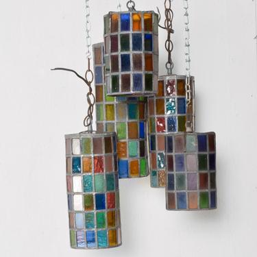 FEDERS Delfinger Modernist Colored Glass Hanging Pendant Lamp Set 