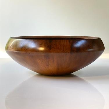 Large staved teal bowl on teal by Jens Quistgaard for Dansk 