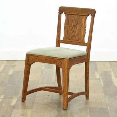 Carved Arts & Crafts Oak Accent Chair
