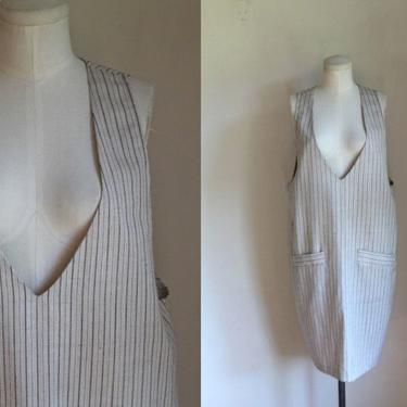 Vintage 1980s Pinstriped Jumper Dress / L 