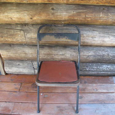 Vintage Samsonite Folding Metal Chair Industrial Metal Fold Up Chair Black Metal Mid Century Portable Chair Folding Metal Chair Office 